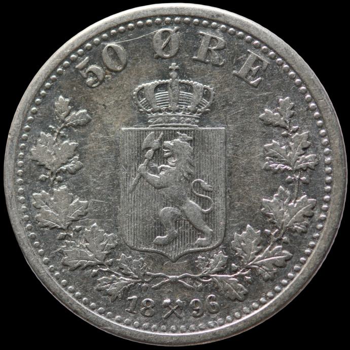 LaZooRo: Norveška 50 Ore 1896 XF - srebro