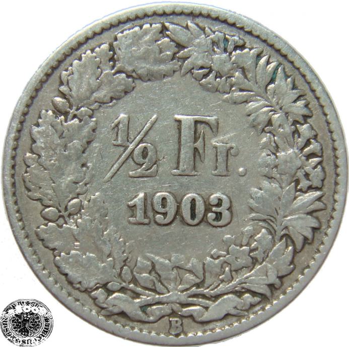 LaZooRo: Švica 1/2 Franc 1903 F/VF a - Srebro