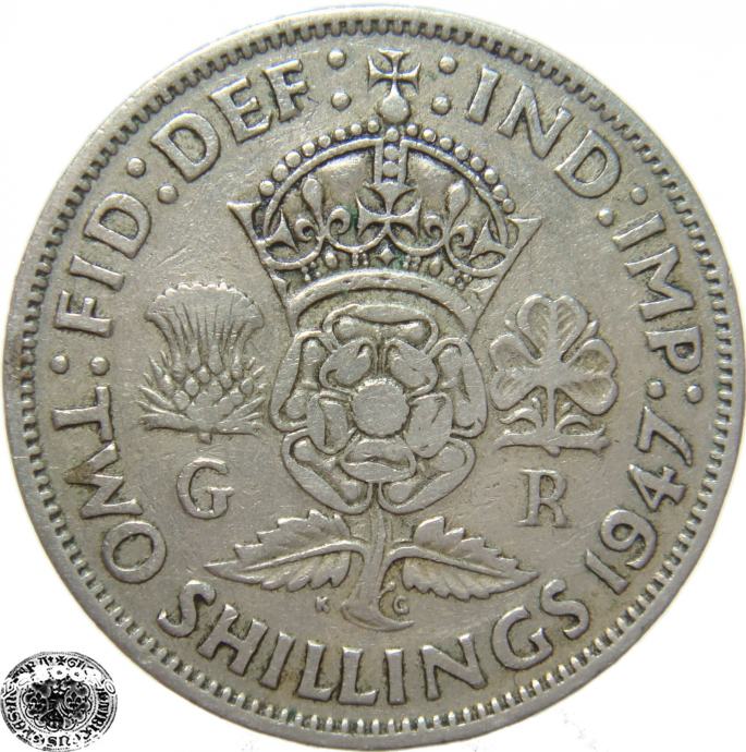 LaZooRo: Velika Britanija 2 Shillings 1947 VF