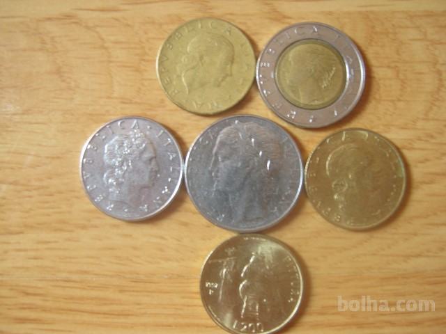 Lire vse vrste kovance različnih letnic
