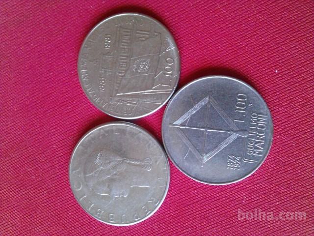Lot spominskih kovancev 100 lire