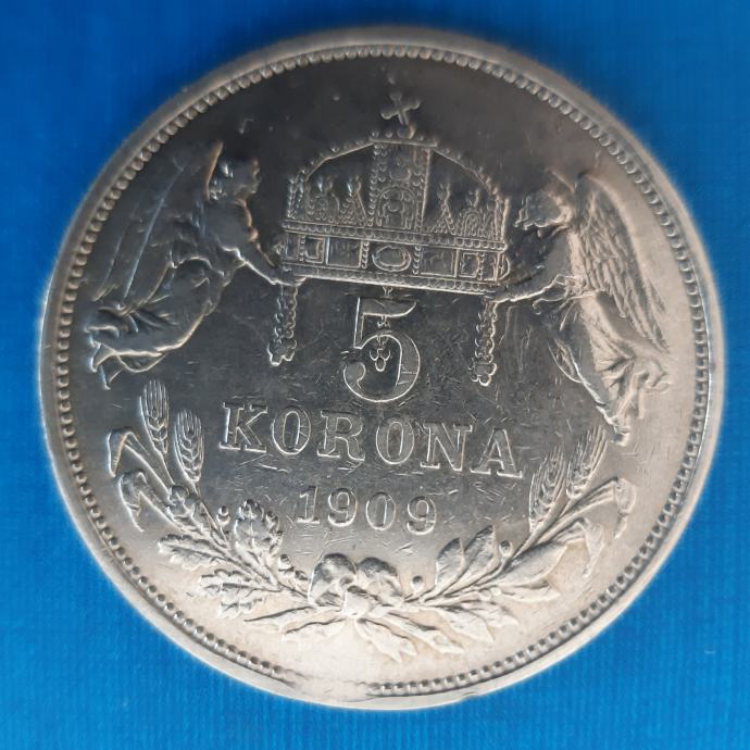 Madžarska 5 Korona kron 1909 srebrnik