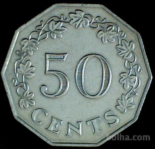 LaZooRo: Malta 50 Cents 1972 XF/UNC b