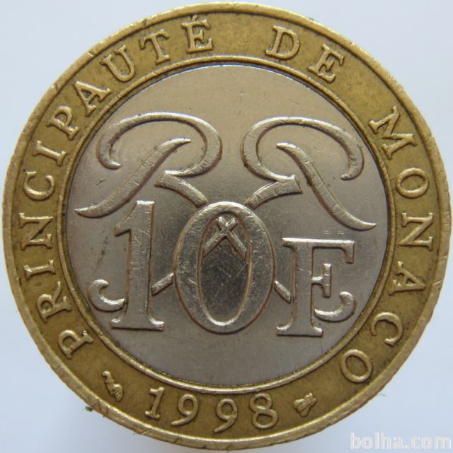 LaZooRo: Monako 10 Francs 1998 VF/XF