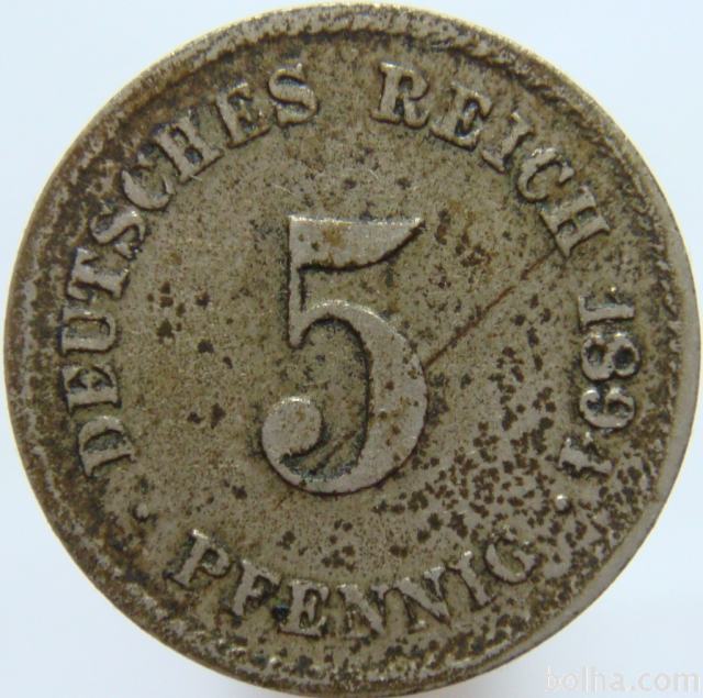 LaZooRo: Nemčija 5 Pfennig 1894 G XF