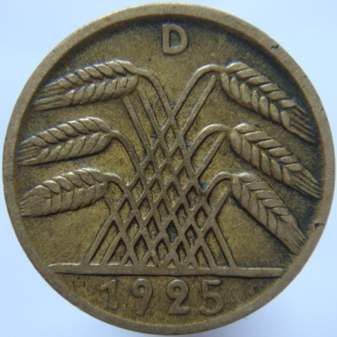LaZooRo: Nemčija 5 Pfennig 1925 D XF/UNC