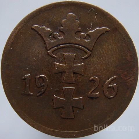 Nemčija DANZIG 2 Pfennig 1926 XF