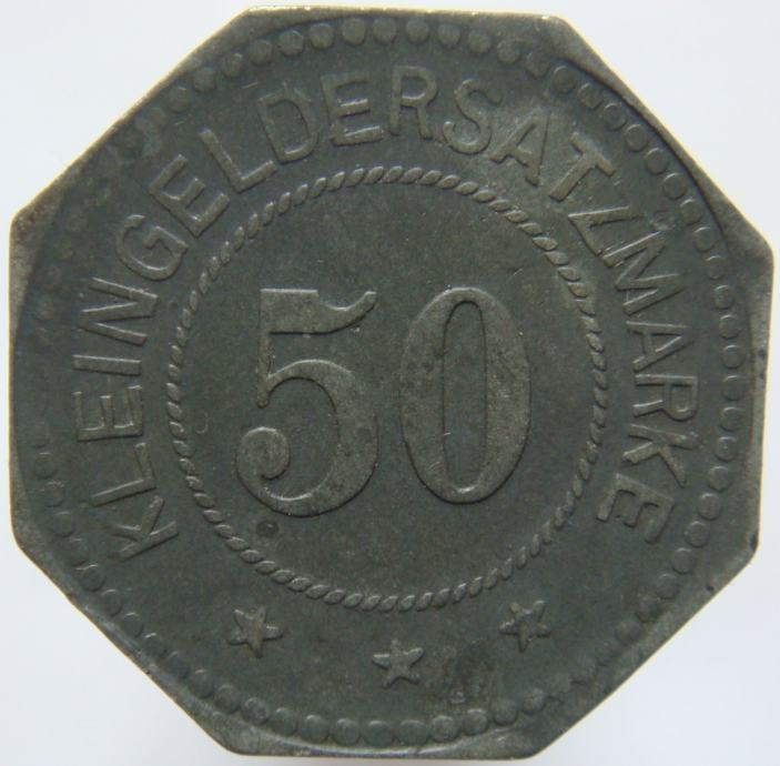 Nemčija Ludwigshafen 50 Pfennig 1917/9 XF/UNC