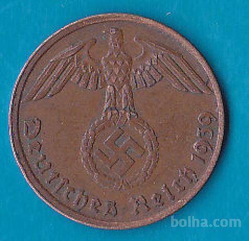 NEMČIJA Reich - 1 reichs pfennig 1939 A