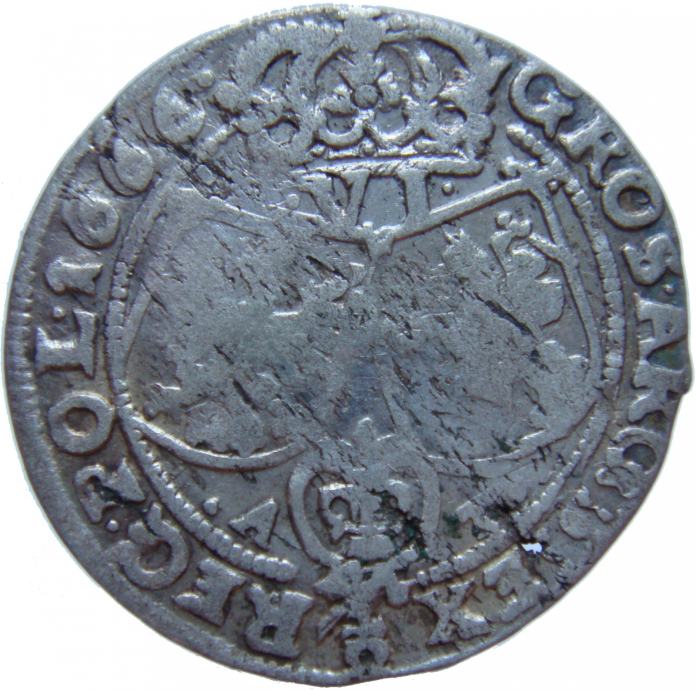 LaZooRo: Poljska Krakow John II Casimir Vasa 6 Groszy 1666  - Srebro