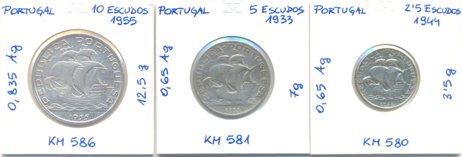 Portugalska Lot srebrnikov - Ladje  srebrnik