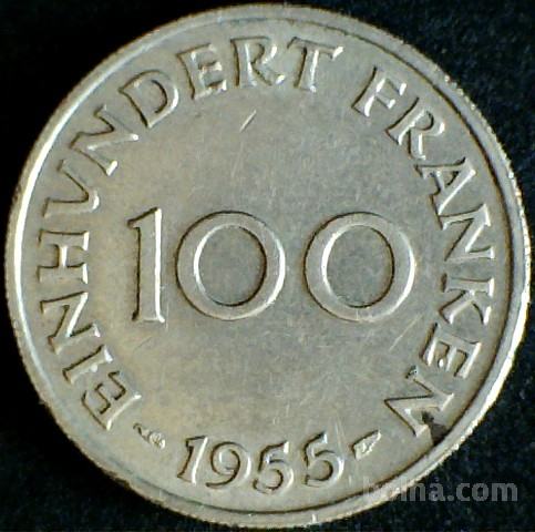 Posarje Saarland 100 Frankov 1955