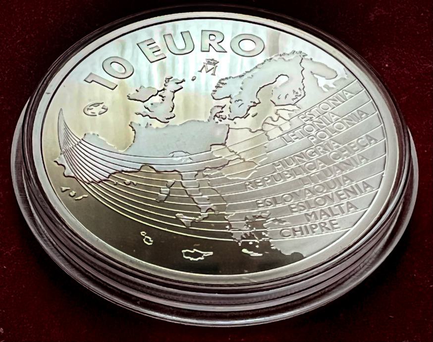 Proof Srebrnik - Španija 10 euro 2004 evropska širitev EU (otaku)