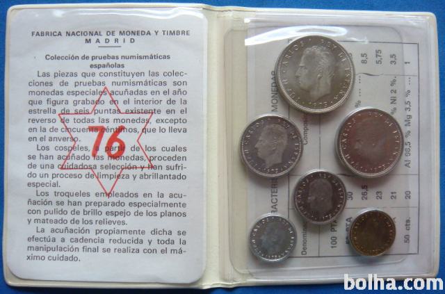 LaZooRo: Španija 50 Centimos 1 - 100 Pesetas 1976 PROOF UNC set