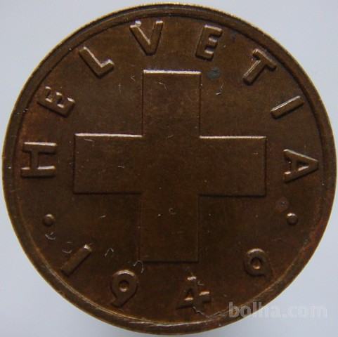 Švica 1 Rappen 1949 UNC