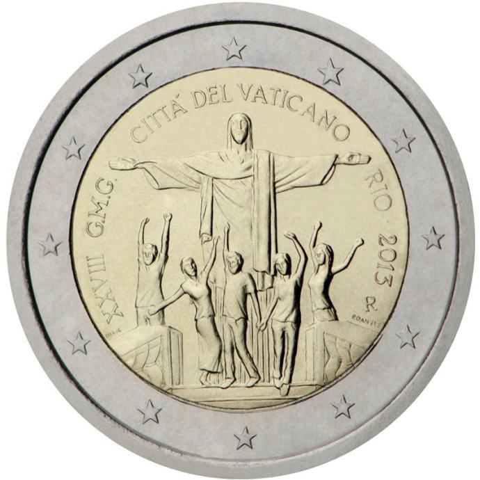 UNC Vatikan kovanec 2 EU 2013 - 28. mednarodni dan mladih, Rio