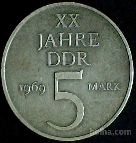 Vzhodna Nemčija 5 Mark 1969 XF a