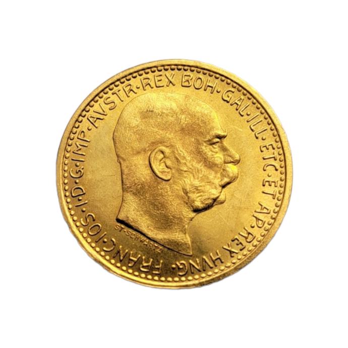 Zlatnik 10 Corona Franz Joseph I 21K 900/1000; masa=3.39g
