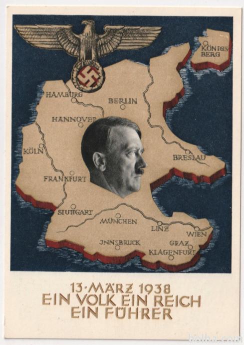 Propagandna razglednica - Anschluss, Adolf Hitler (ww2)