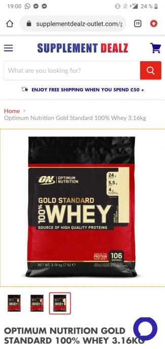 Whey gold standard 3.16kg optimum nutrition