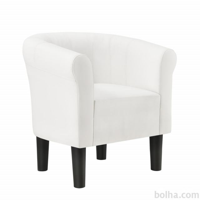 Dizajnerski fotelj 70x70x58cm umetno usnje bel