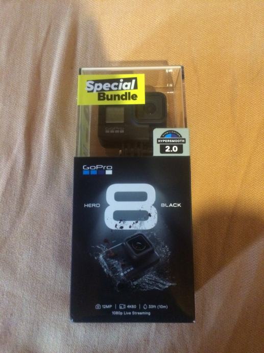 GoPro HERO 8 Black +SD kartica+dodatna baterija+Shorty+Headstrap
