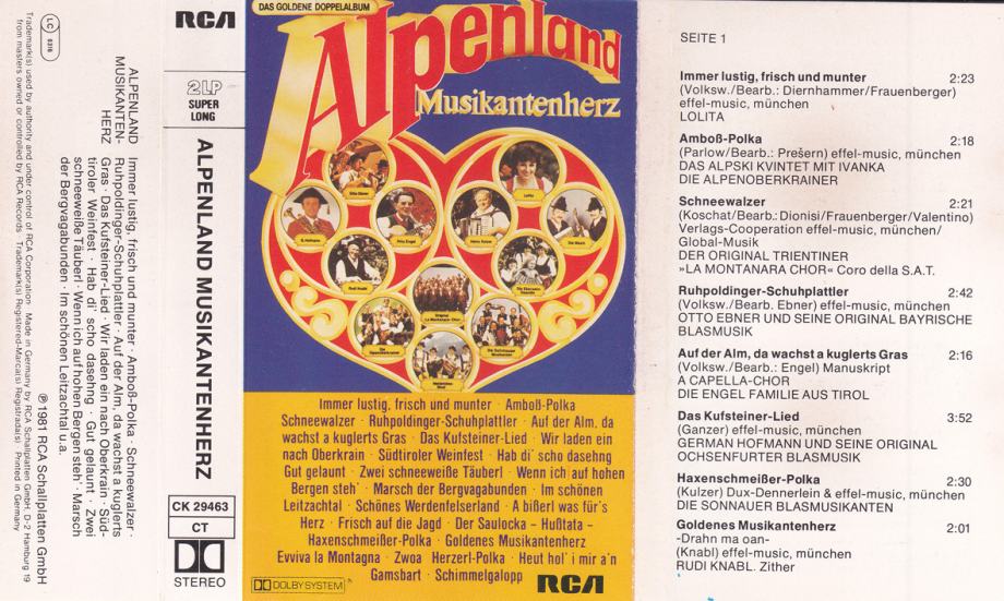 kaseta Kompilacija - Alpenland Musikantenherz (Alpski kvintet, …)
