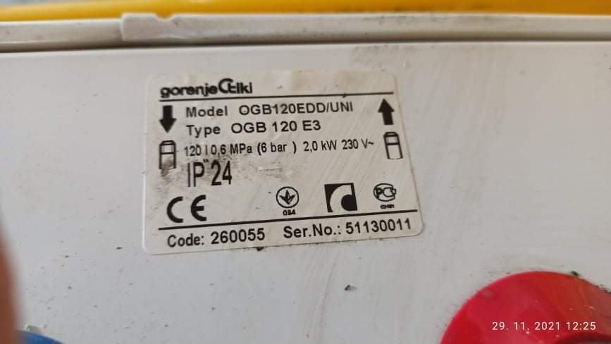 BOJLER Grelnik vode gorenje 120l, OGB 120 e3