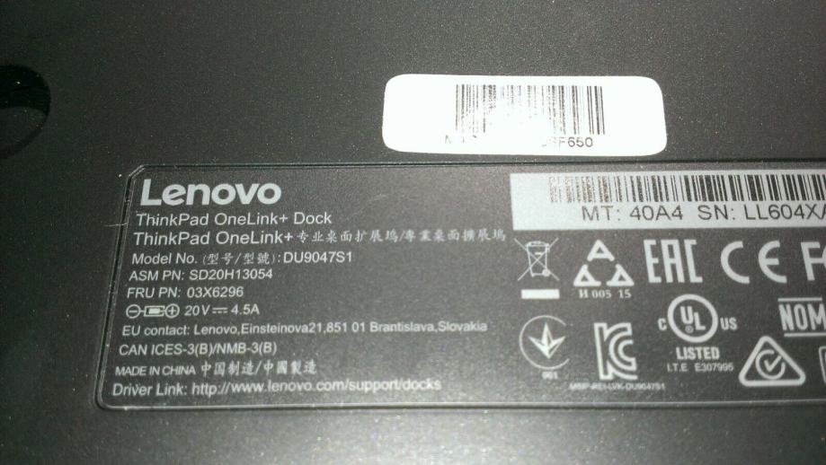 Lenovo ThinkPad OneLink+ Plus Dock SD20H13054 03X6296 Type 40A4