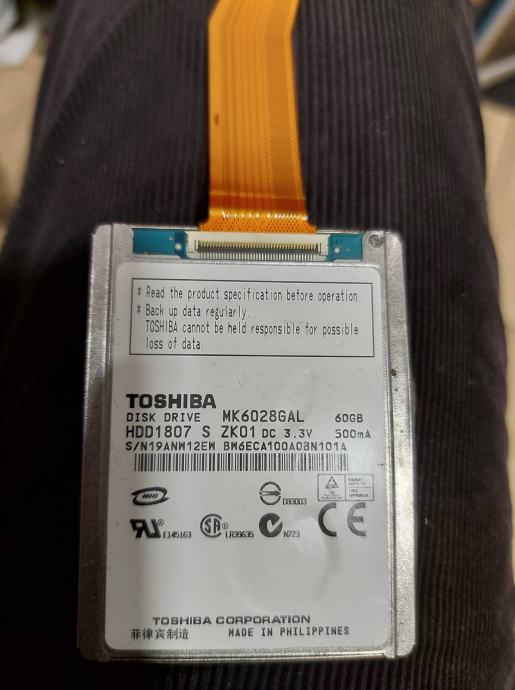 60GB hdd Toshiba mk6028gal 1.8