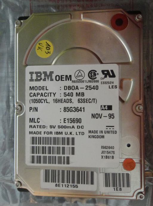 LaZooRo: DBOA-2540 IBM 2.5 INCH IDE trdi disk 540MB retro 1995 UK