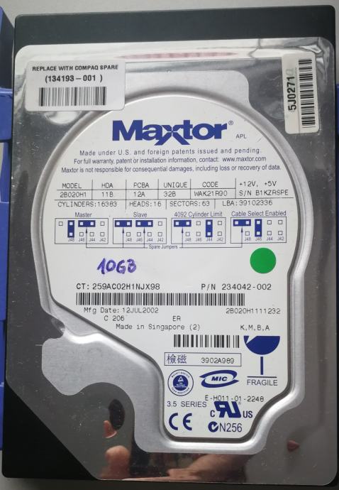 Trdi disk IDE 10GB Maxtor