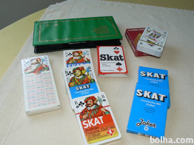 Igralne karte Skat, Romme, Canasta, Bridge-nikoli uporabljen