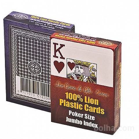 Poker igralne karte Lion 100% plastic , Jumbo index