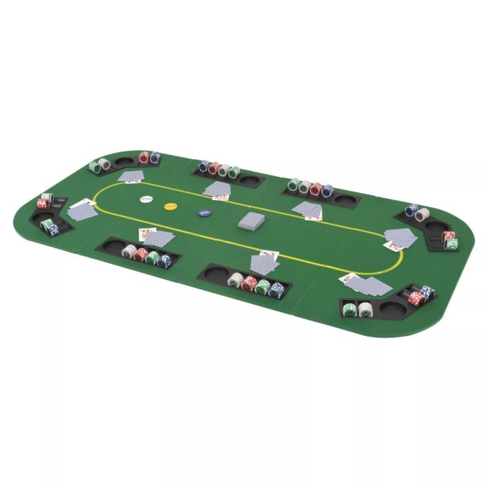 Zložljivo poker namizje za 8 igralcev pravokotno zeleno