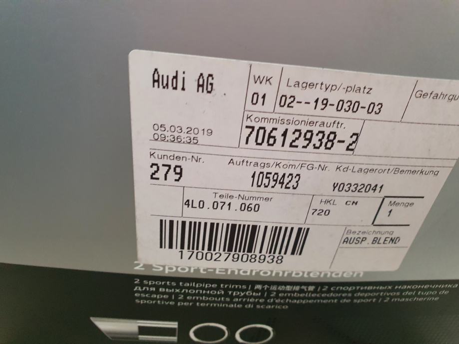 Audi Q7 okrasek izpuha