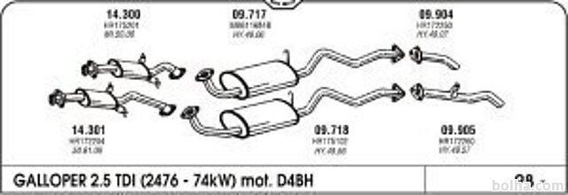 Izpuh Hyundai Galloper 2.5 TDI LWB 98- zadnji