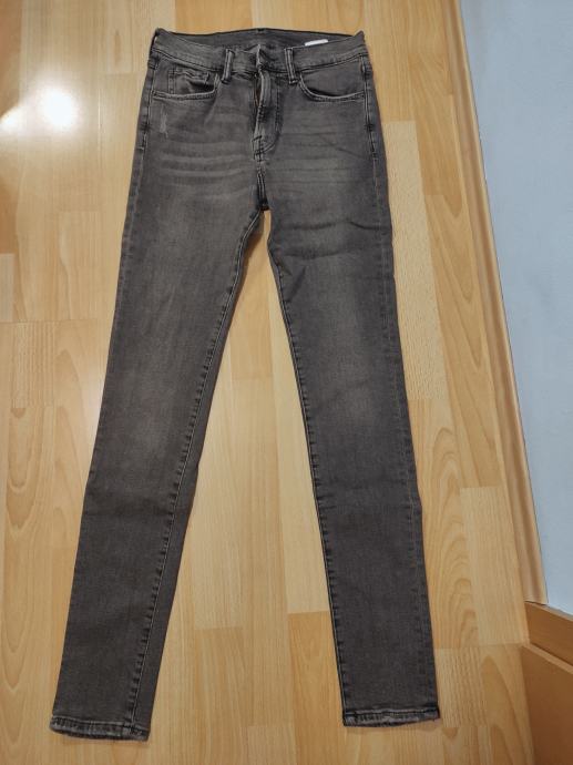 Dolge moške jeans hlače, sive barve, velikost 29