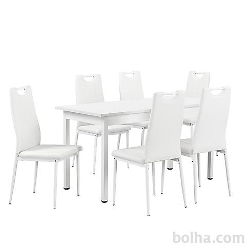 Elegantna dizajnerska jedilna miza s 6 stoli