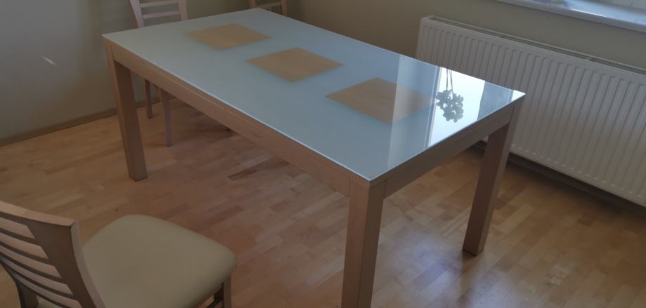 Jedilna miza 150x90 javor + steklena plošča