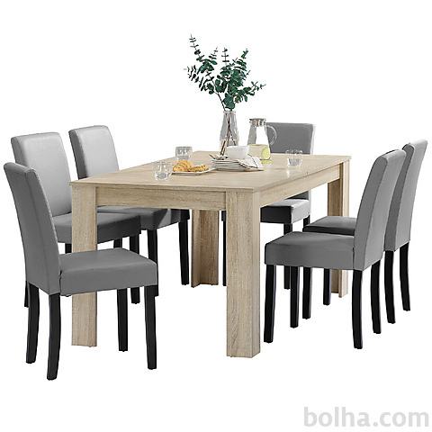 Rustikalna jedilna miza hrast 160x90 cm +6 stolov