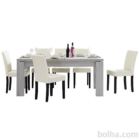 Rustikalna jedilna miza hrast 170x79cm +6 stolov
