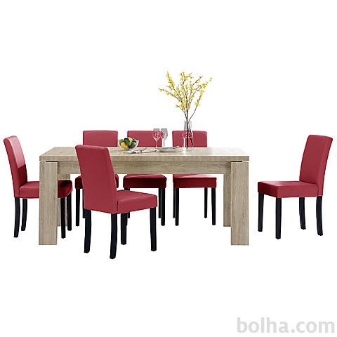 Rustikalna jedilna miza hrast 170x79cm +6 stolov