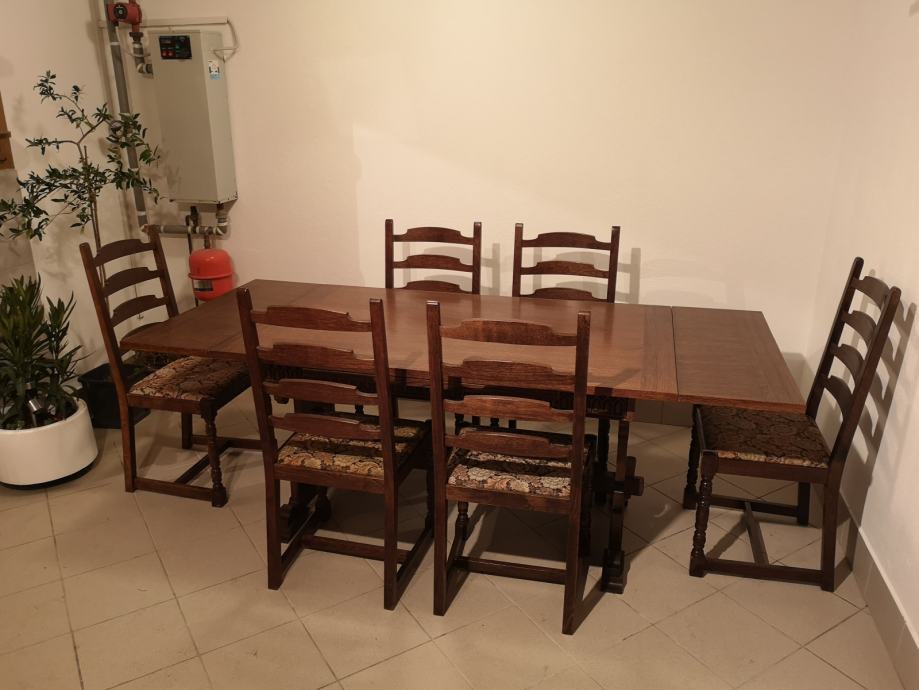 Komplet jedilne mize in 6 stolov Rustika Bovec