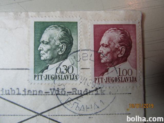 Kuverta Tito dve znamki 1969