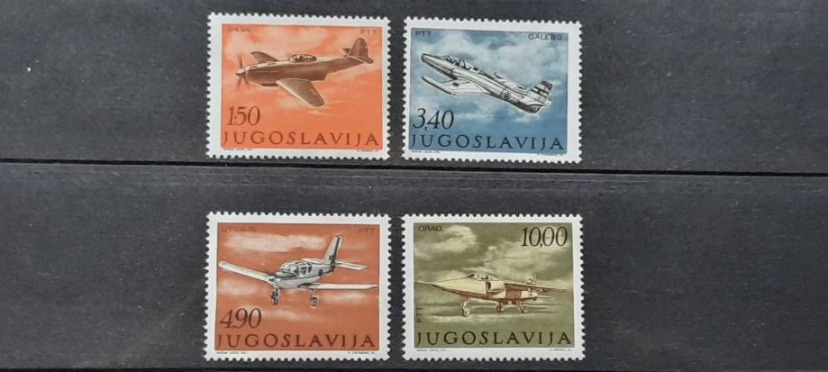 letala, avioni -Jugoslavija 1978 -Mi 1721/1724 -serija, čiste (Rafl01)