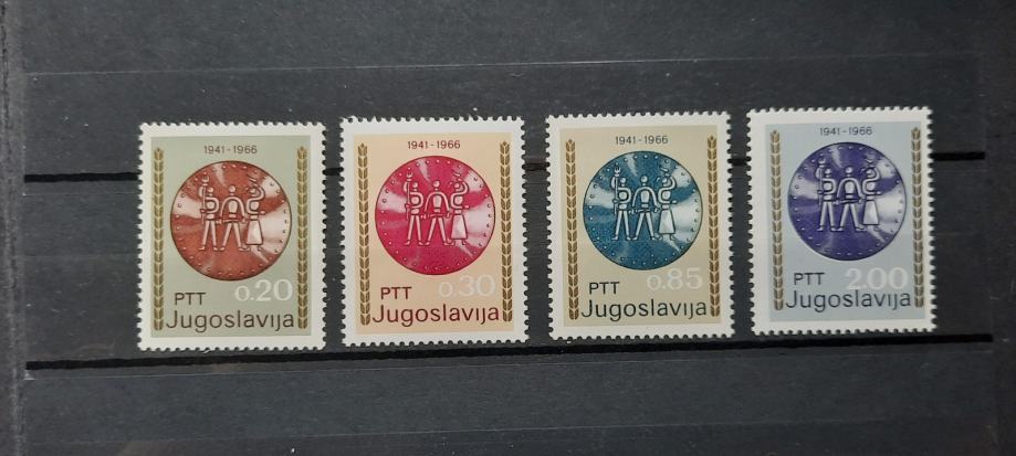 narodna revolucija - Jugoslavija 1966 - Mi 1179/1182 - čiste (Rafl01)