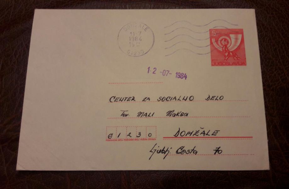 Pismo Celina  Jugoslavija Poštni rog žig Domžale 1984