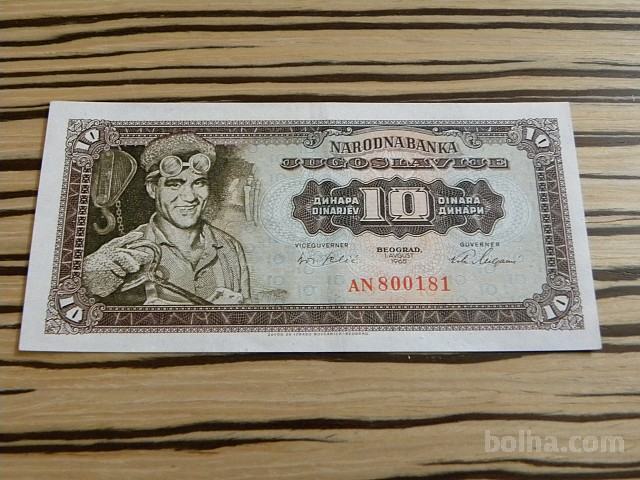 10 dinarjev 1965 - velike št.