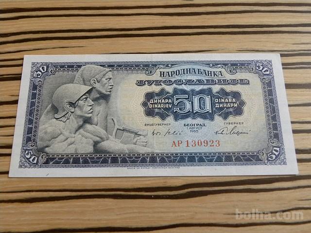 Jugoslavija 50 dinarjev 1965 - velike št.